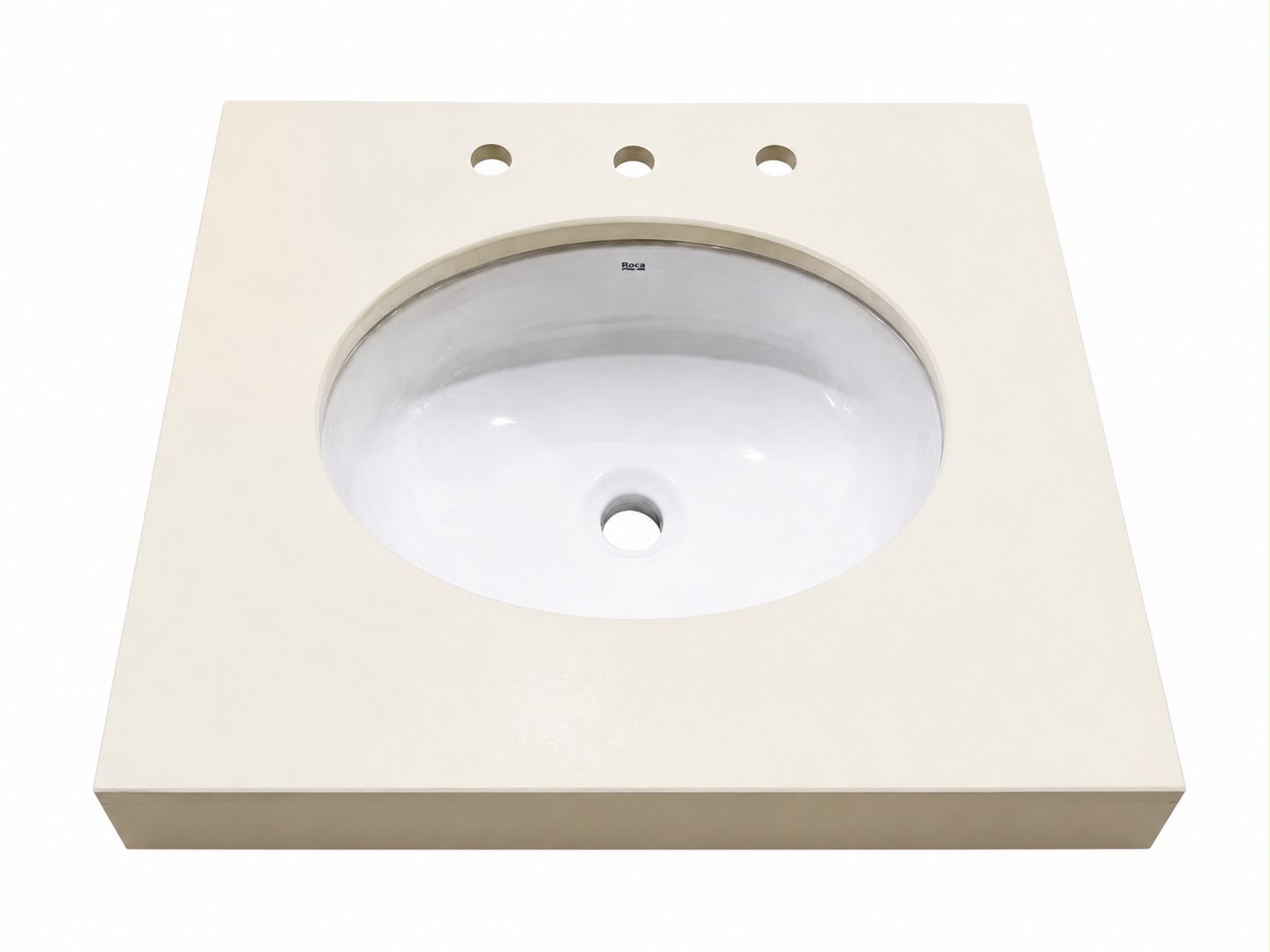 Vanitory de cuarzo beige, mesada para baño con bordes pulidos